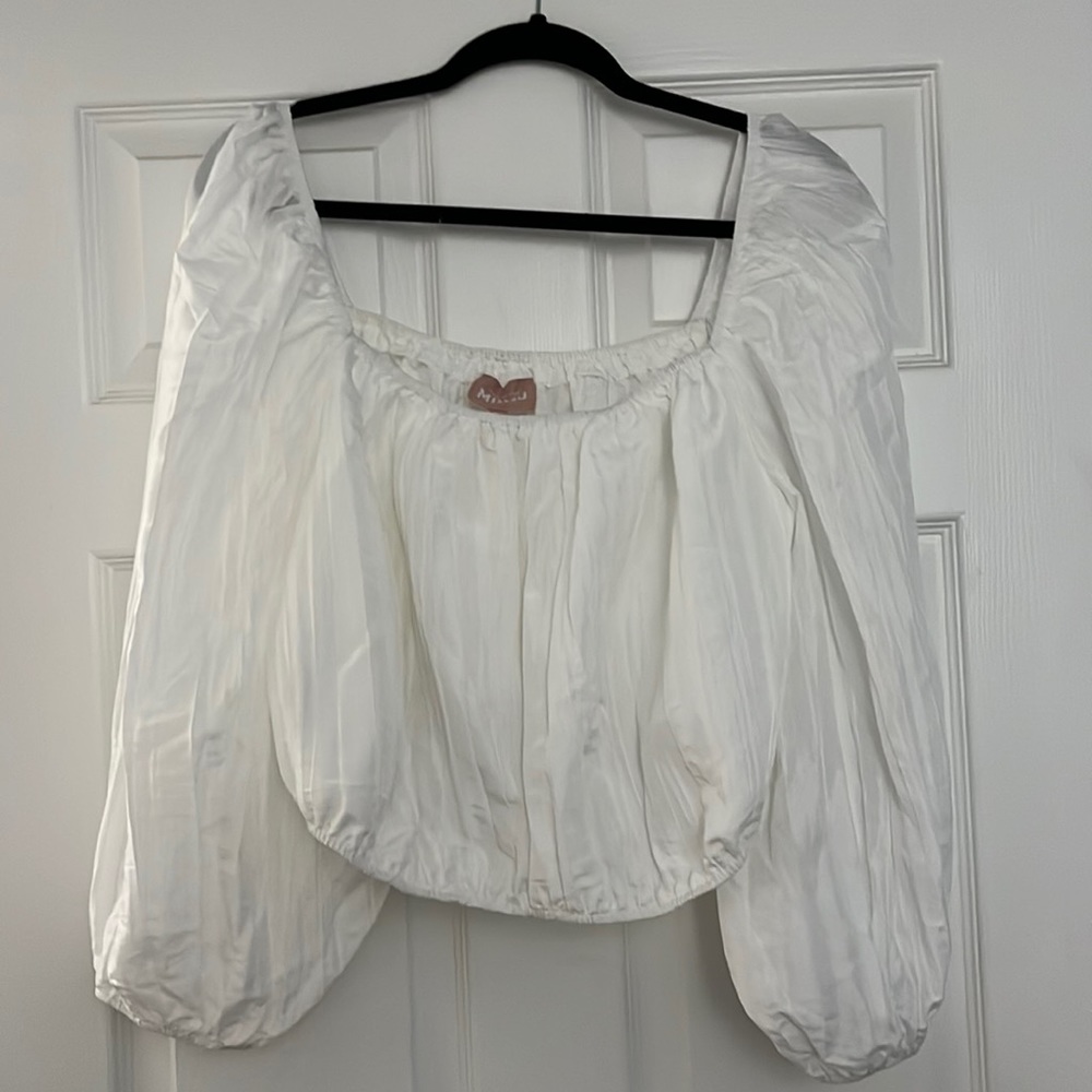Show Me Your Mumu White Crinkle Crop Top